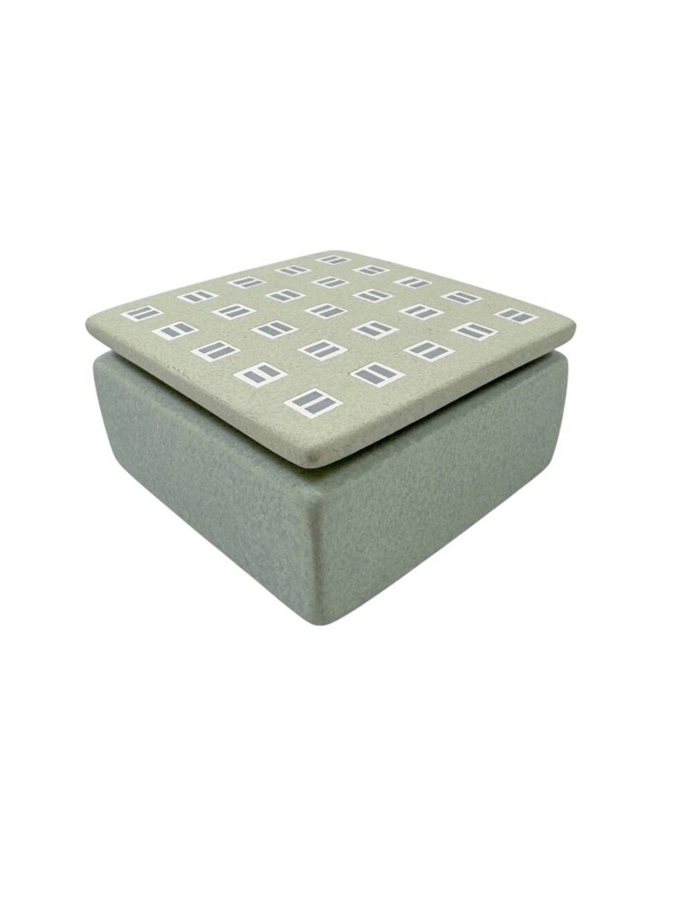 Andrew Van Assche Pottery Ceramist Covered Box Green Graphic Minimalism